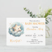 Invitation Jolie petite étoile à l'aquarelle dans des nuages  (Debout devant)