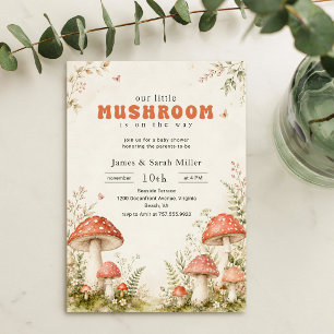 Invitation Jolie petite fée champignon Fête de naissance en f