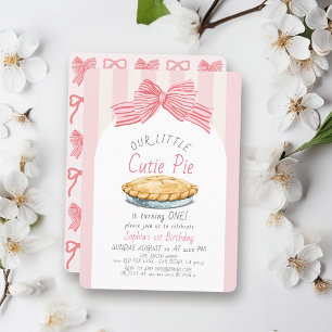 Invitation Jolie petite fille à l'arc rose pour 1er anniversa