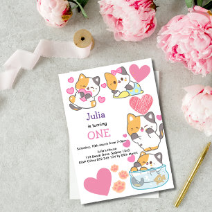 Invitation Jolie petite fille fille rose anniversaire
