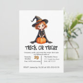 Invitation Jolie petite fille qui fait Trick or Treat  (Debout devant)