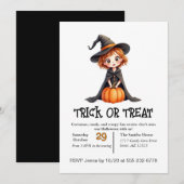 Invitation Jolie petite fille qui fait Trick or Treat  (Devant / Derrière)