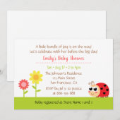 Invitation Jolie Petite Ladybug Baby Girl Douche (Devant / Derrière)