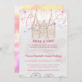 Invitation Jolie Petite Princesse Une Fois Anniversaire (Devant / Derrière)