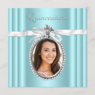Invitation Jolie photo bleue turquoise Quinceanera