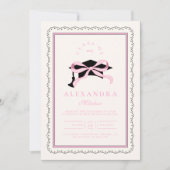 Invitation Jolie photo Coquette Rose Bow Graduation (Devant)