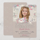 Invitation Jolie Photo de Jardin Première Communion Sainte (Devant / Derrière)
