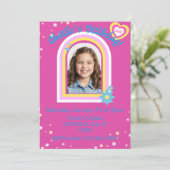 Invitation Jolie photo rose Anniversaire (Debout devant)