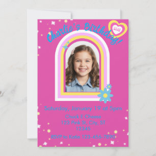 Invitation Jolie photo rose Anniversaire
