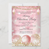 Invitation Jolie Pink Gold Bauble Fête de Noël (Devant)