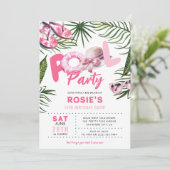 Invitation Jolie Pink Pool Party Fille Anniversaire (Debout devant)