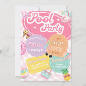 Invitation Jolie piscine d'été colorée fête d'anniversaire (Devant)