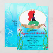 Invitation Jolie plage de MERMAID sous l'invitation d'une fêt (Devant / Derrière)