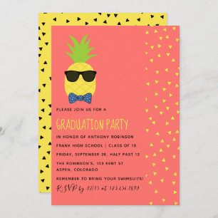 Invitation Jolie plage exotique tropicale Homme Graduation Pa