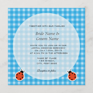 Invitation Jolie plaids de style campagnard et mariage de bug