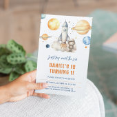 Invitation Jolie planète spatiale garçon premier anniversaire