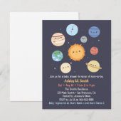 Invitation Jolie Planètes Soleil Système Solaire, Fête de Béb (Devant / Derrière)