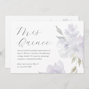 Invitation Jolie Plum Floral 15e anniversaire Quinceañera Pho