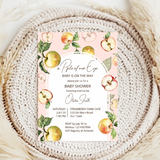 Invitation jolie pomme de notre Baby shower oculaire