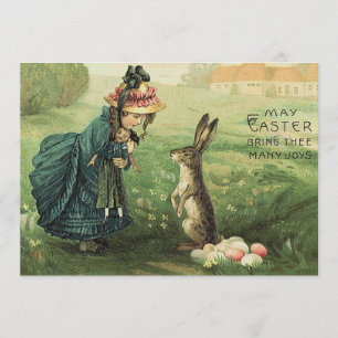 Invitation Jolie poupée victorienne Lapin de Pâques