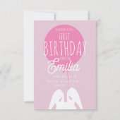 Invitation Jolie première fête de lapin d'anniversaire Invita (Devant)