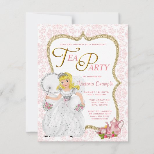Invitation Jolie Princess Tea Party (Devant)