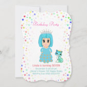Invitation Jolie princesse avec Kitty Cat 7e anniversaire (Devant)