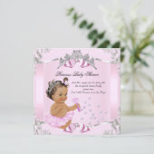 Invitation Jolie Princesse Baby shower Pink Tutu Brunette (Debout devant)