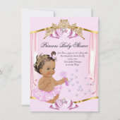 Invitation Jolie Princesse Baby shower Rose Gold Brunette (Devant)