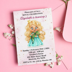 Invitation Jolie princesse blonde avec une fête d'anniversair
