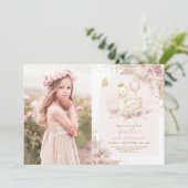 Invitation Jolie princesse de cygne Boho rose Floral Annivers (Debout devant)