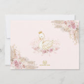 Invitation Jolie princesse de cygne Boho rose Floral Annivers (Dos)
