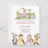 Invitation Jolie princesse et chevaliers Anniversaire (Devant)