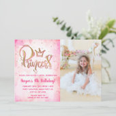 Invitation Jolie princesse photo d'anniversaire (Debout devant)