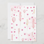 Invitation Jolie princesse rose et ballons anniversaire (Dos)