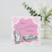 Invitation Jolie princesse rose Quinceanera (Debout devant)