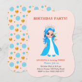 Invitation Jolie princesse sur lumière rose Anniversaire Invi (Devant / Derrière)
