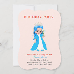 Invitation Jolie princesse sur lumière rose Anniversaire Invi