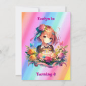 Invitation Jolie Rainbow Anime Fête d'anniversaire de fille (Devant)
