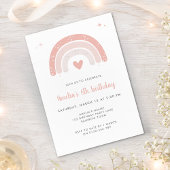 Invitation Jolie Rainbow Pink Script fille fête d'anniversair