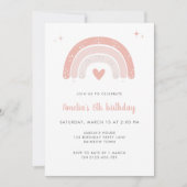 Invitation Jolie Rainbow Pink Script fille fête d'anniversair (Devant)