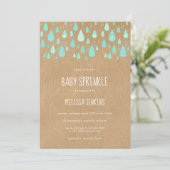 Invitation Jolie Raindrops Baby Sprinkle Rustic Kraft Boho (Debout devant)