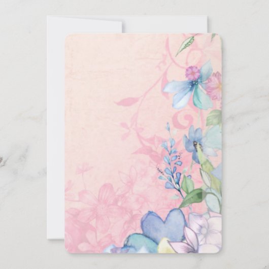 Invitation Jolie réception de mariage Fleur sauvage rose et b (Dos)