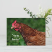 Invitation Jolie Red Chicken Visage Photo Anniversaire (Debout devant)
