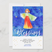 Invitation Jolie Religieuse Colorée Ange Bénédictions Aquarel (Devant)