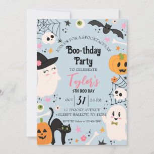 Invitation Jolie Retro Anniversaire Fête d'Halloween