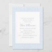 Invitation Jolie Rétro Mariage Prépayé Gingham Bleu Clair (Devant)