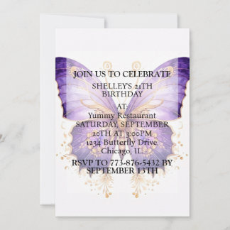 Invitation Jolie Retro Papillon Design Anniversaire