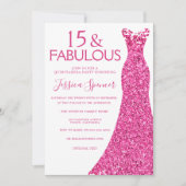 Invitation Jolie robe de Parties scintillant rose Quinceanera (Devant)