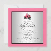 Invitation Jolie robe rose Baby shower Zebra (Dos)